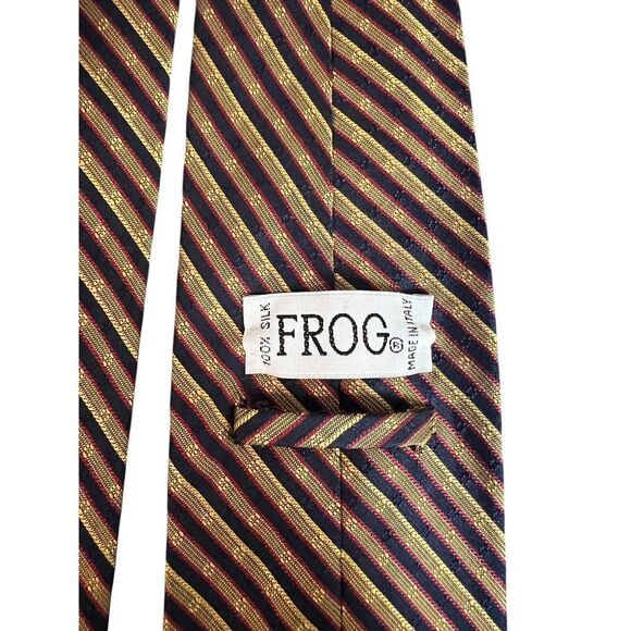 FROG Made in Italy 100% Silk Diagonal Stripe Neck Tie Classic - Picture 3 of 6